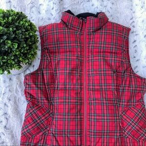 Tommy Hilfiger Plaid Puffer jacket Red Vest Medium